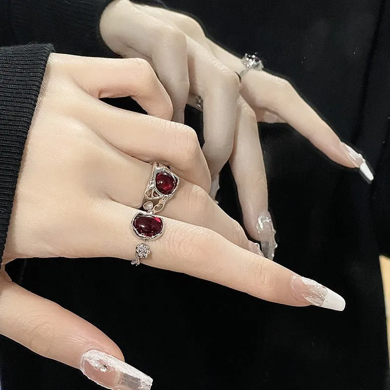 Wholesale Minimalist Flower Bud Gemstone Zinc Alloy Rings