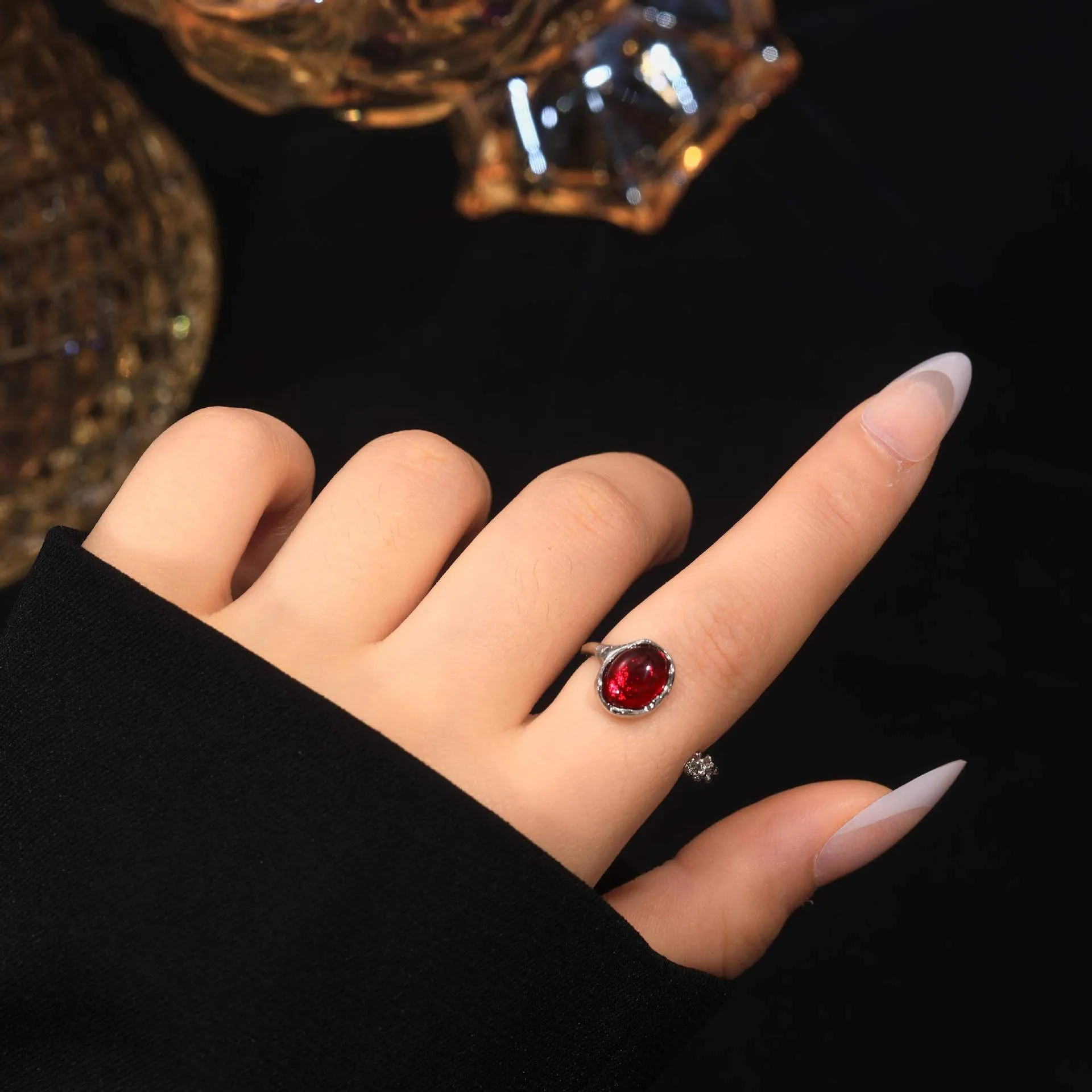 Wholesale Minimalist Flower Bud Gemstone Zinc Alloy Rings