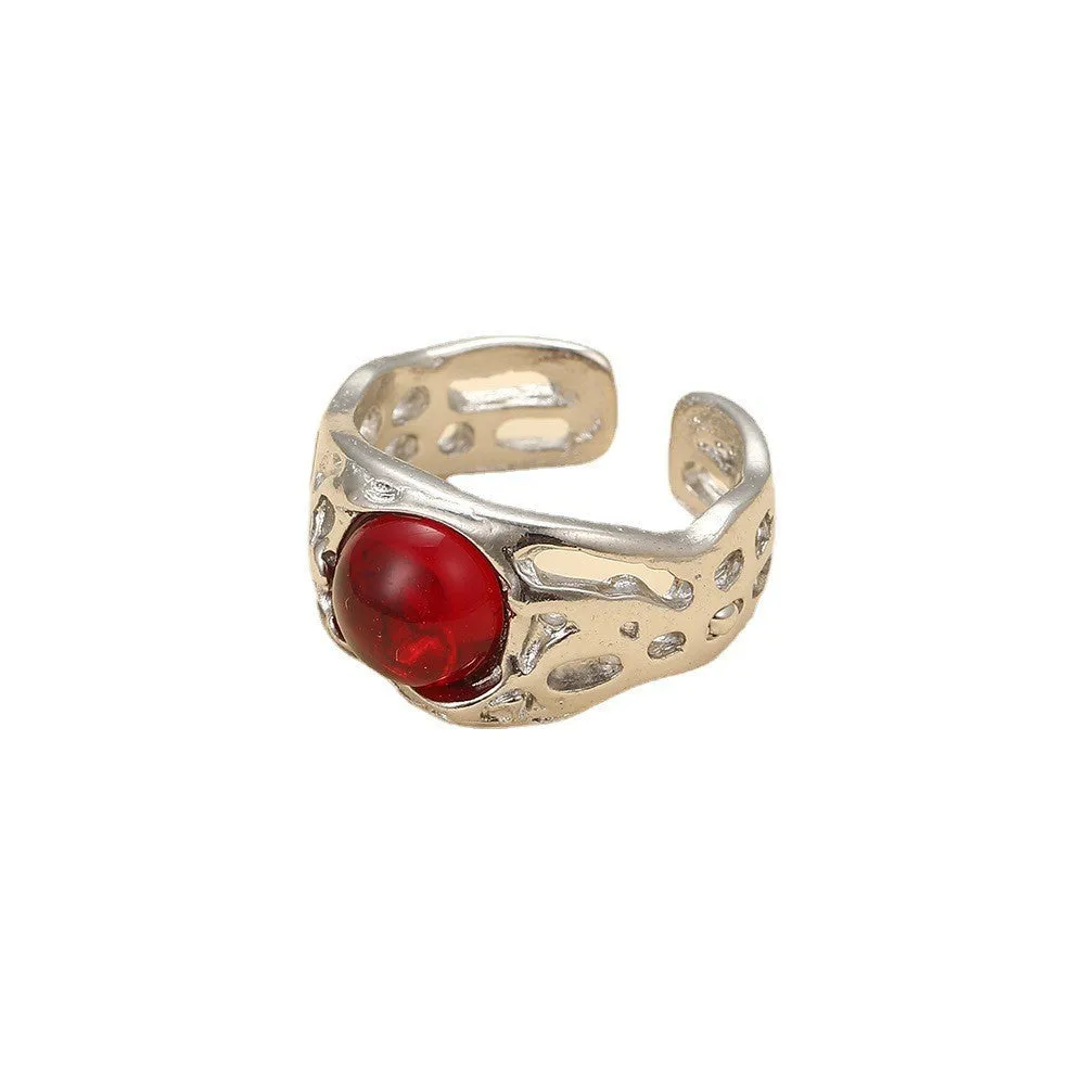 Wholesale Minimalist Flower Bud Gemstone Zinc Alloy Rings