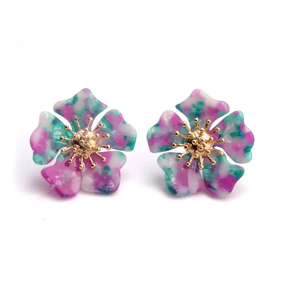 Women Elegant Alloy Flower Earrings
