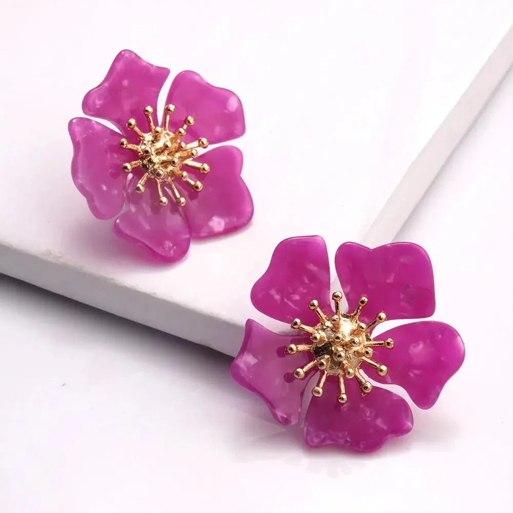 Women Elegant Alloy Flower Earrings