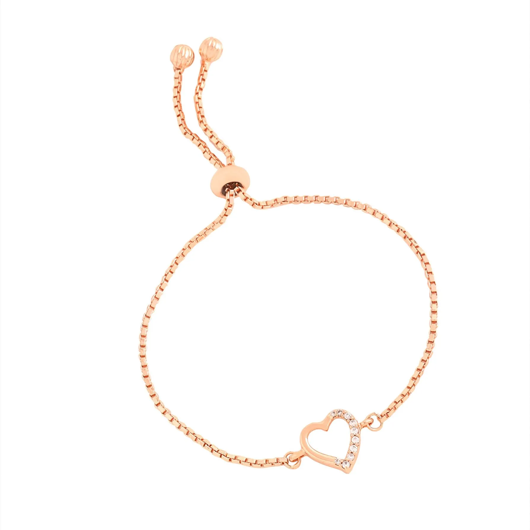 Yellow Chimes Bracelet for Women & Girls Fashion Rosegold Pearl Bracelets for Women | RoseGold Plated Heart Shaped Chain Bracelet | Birthday Gift For Girls & Women Anniversary Gift for Wife