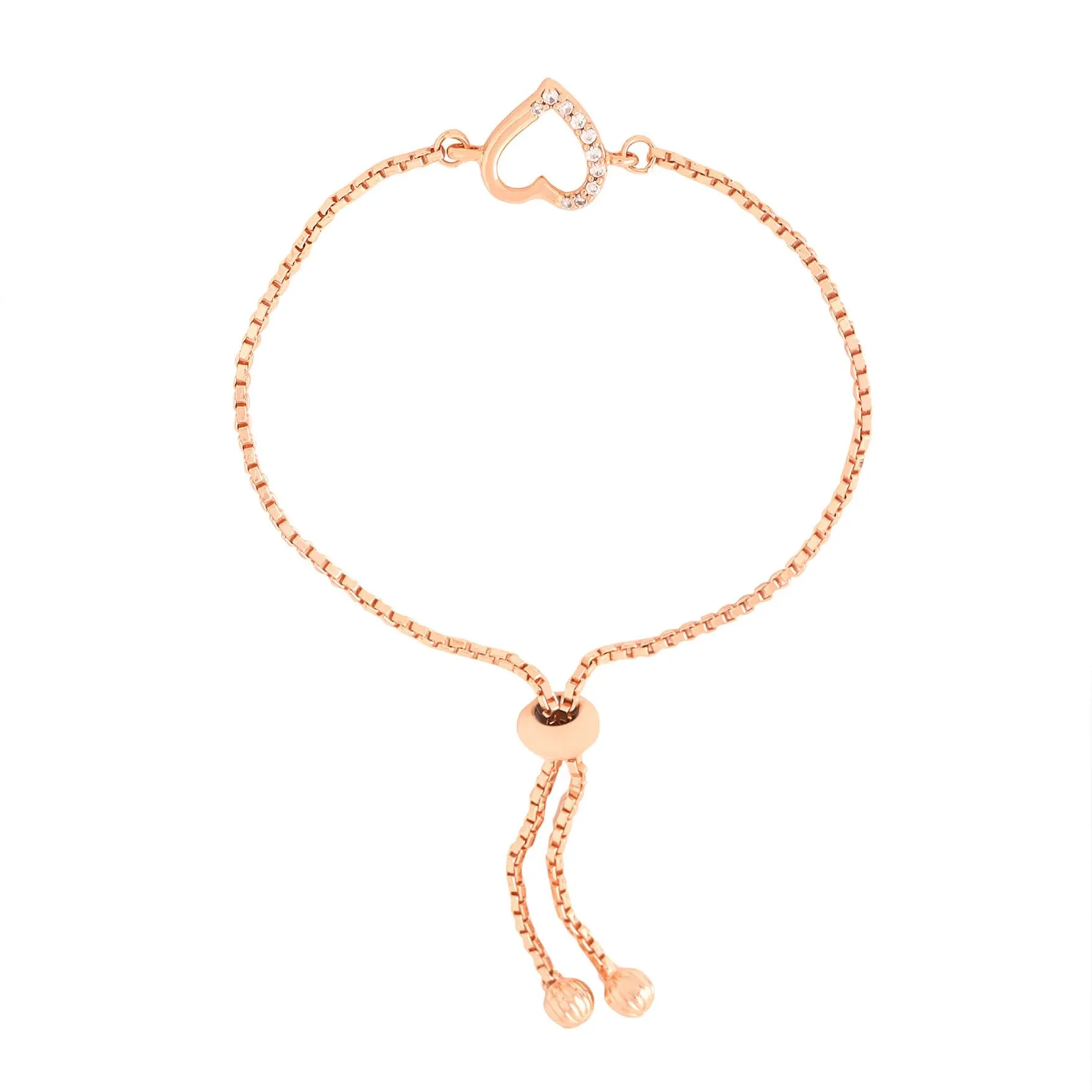Yellow Chimes Bracelet for Women & Girls Fashion Rosegold Pearl Bracelets for Women | RoseGold Plated Heart Shaped Chain Bracelet | Birthday Gift For Girls & Women Anniversary Gift for Wife