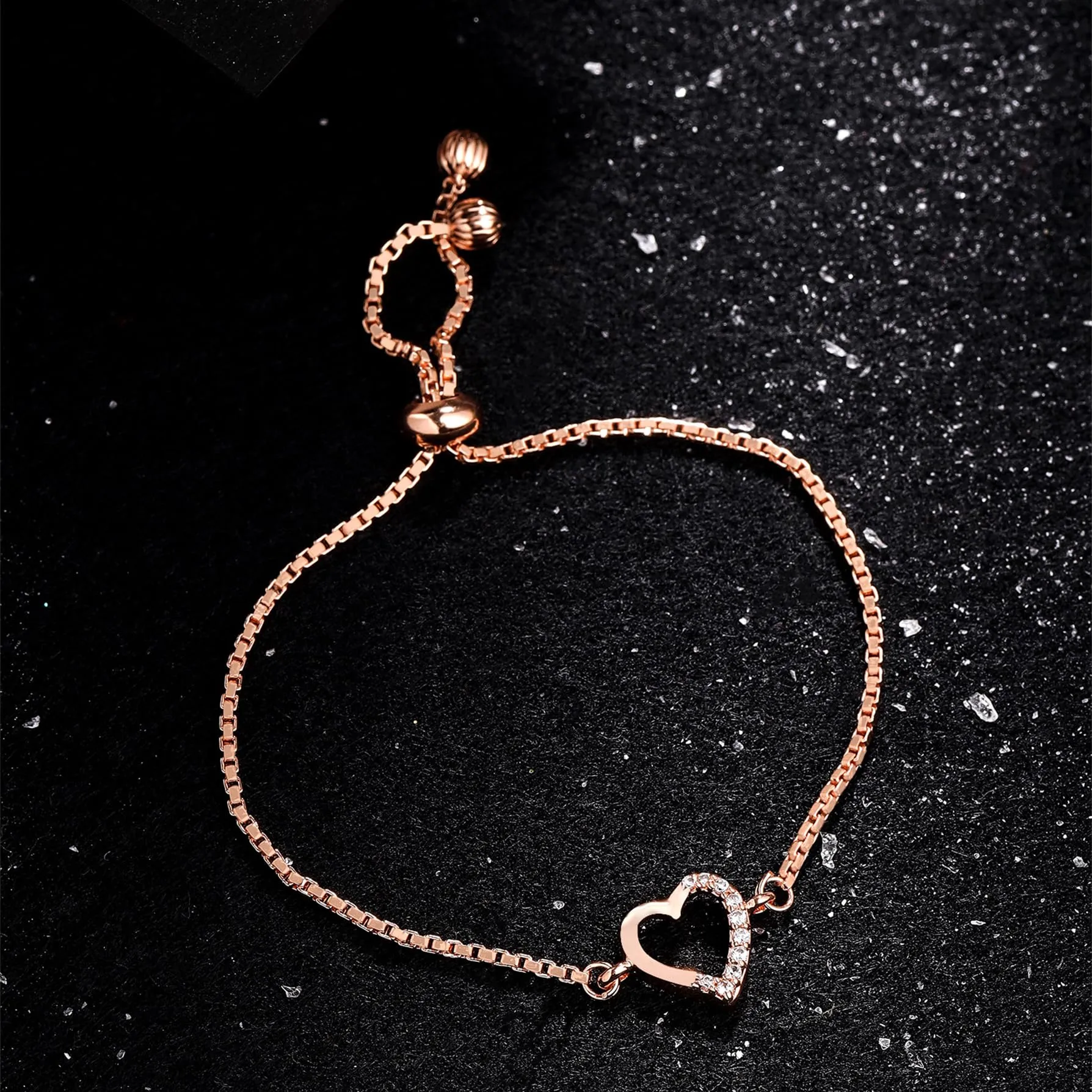 Yellow Chimes Bracelet for Women & Girls Fashion Rosegold Pearl Bracelets for Women | RoseGold Plated Heart Shaped Chain Bracelet | Birthday Gift For Girls & Women Anniversary Gift for Wife