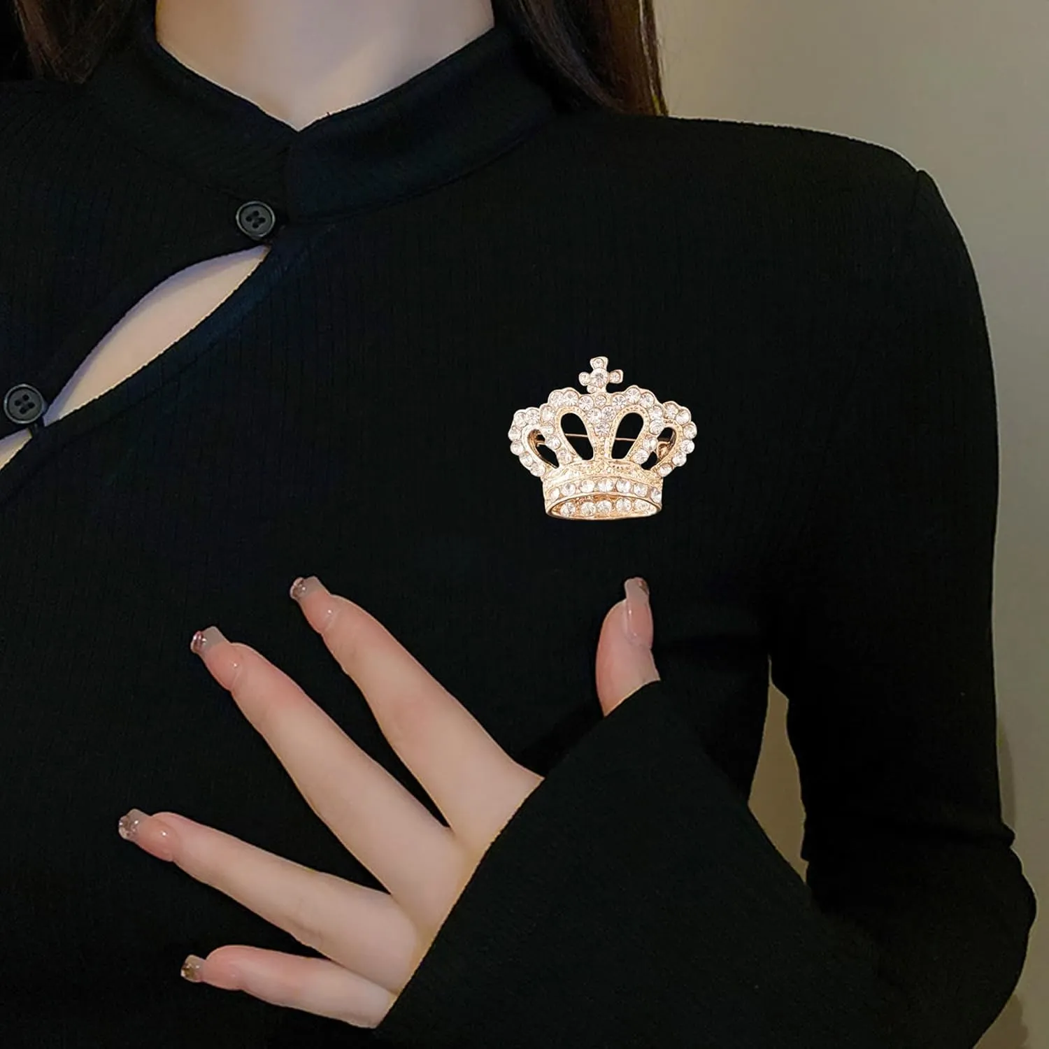 YUNXI King Queen Royal Crown Brooch For Women Men Fashion Gold Silver Rhinestones Crystal Brooches Pin Wedding Party Banquet Birthday