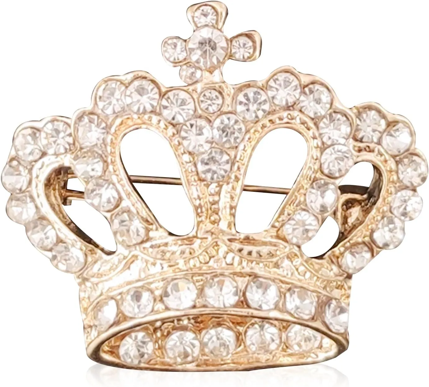 YUNXI King Queen Royal Crown Brooch For Women Men Fashion Gold Silver Rhinestones Crystal Brooches Pin Wedding Party Banquet Birthday