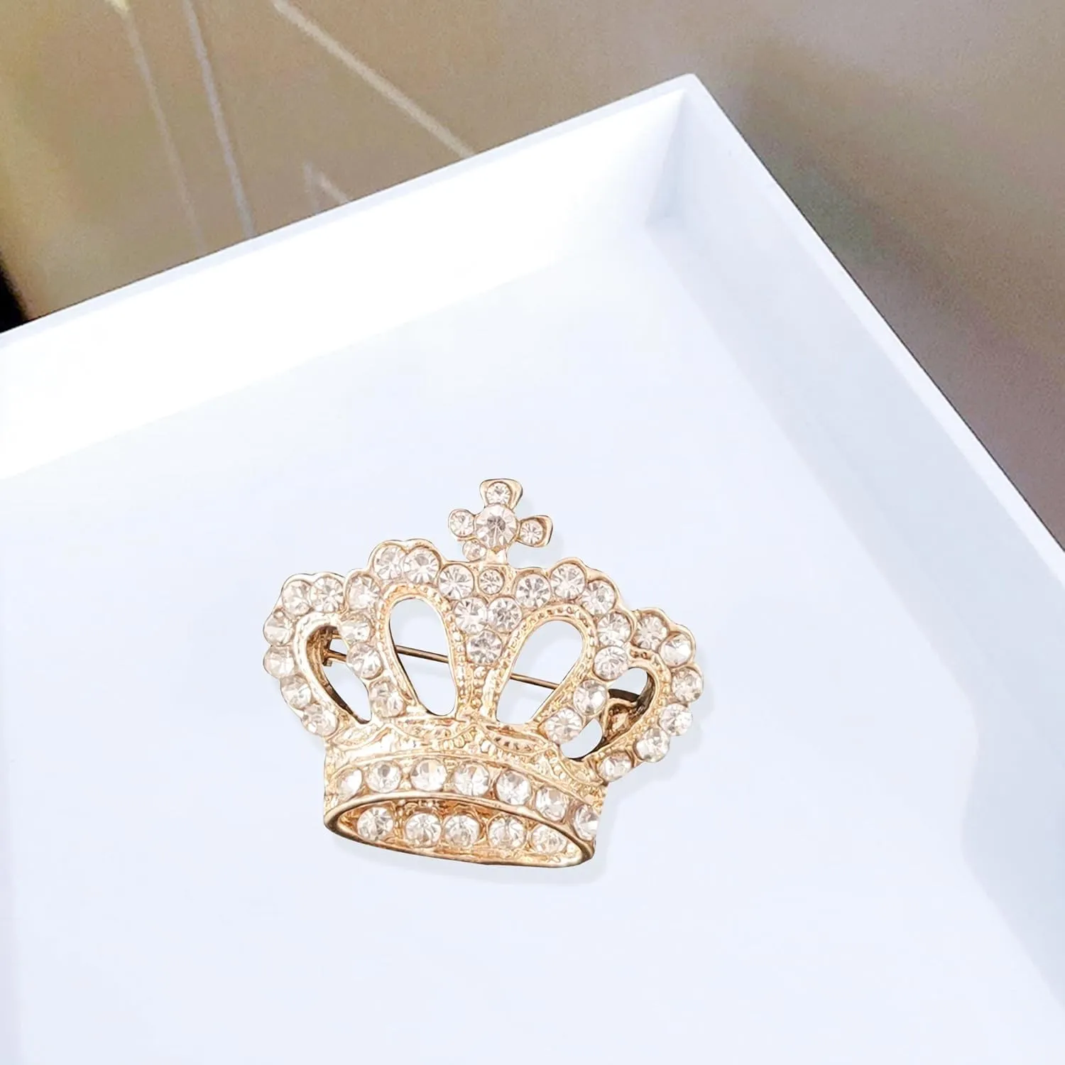 YUNXI King Queen Royal Crown Brooch For Women Men Fashion Gold Silver Rhinestones Crystal Brooches Pin Wedding Party Banquet Birthday