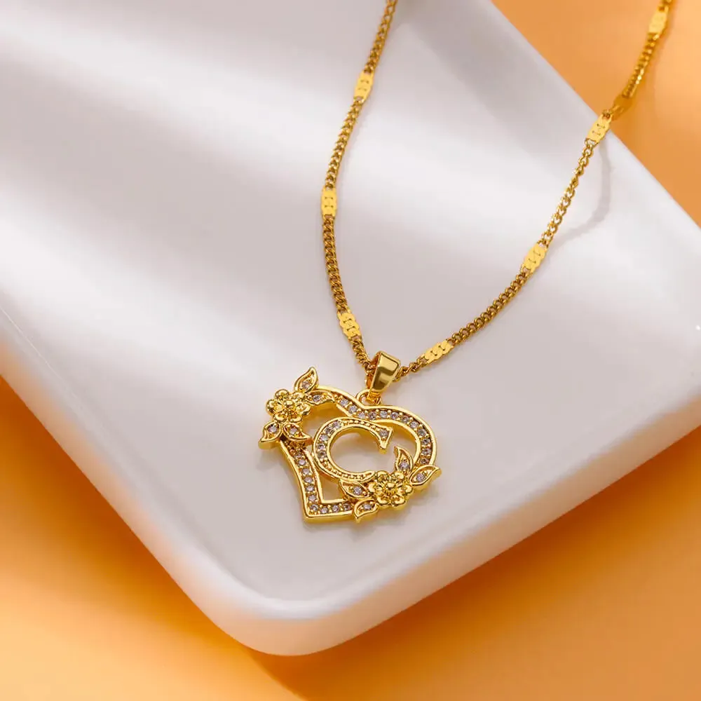 Zara Heart Initial Necklaces