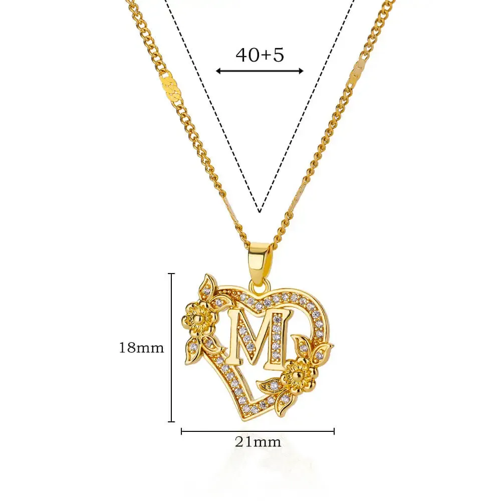 Zara Heart Initial Necklaces