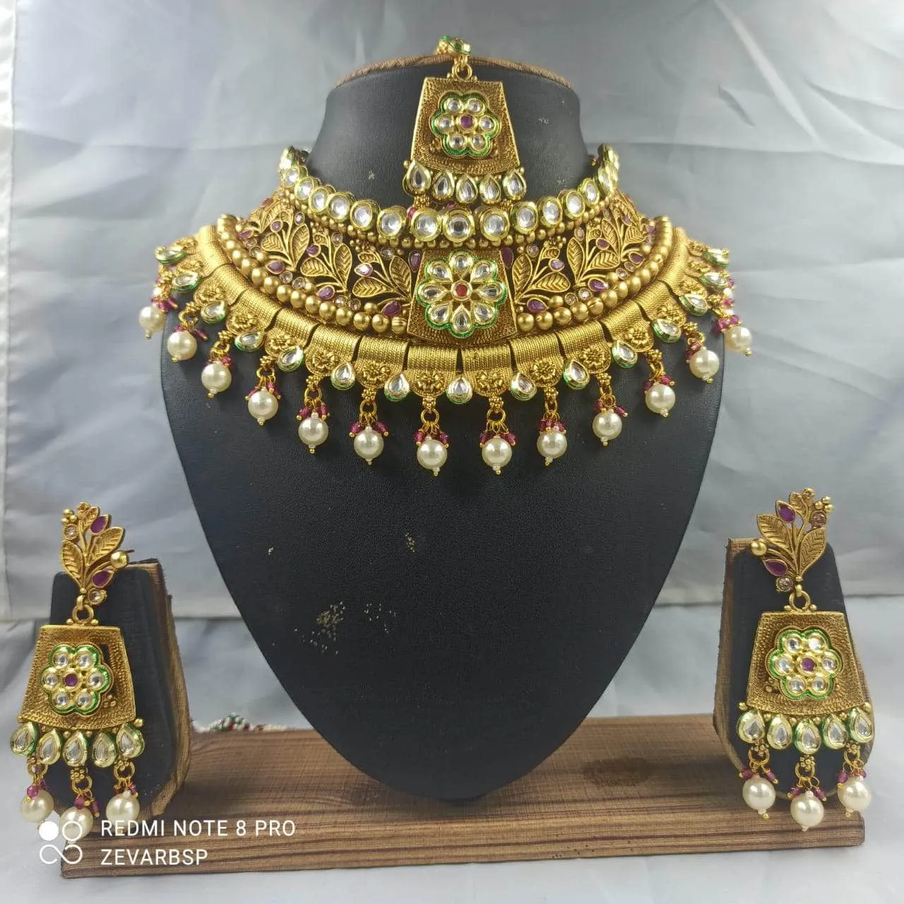 ZEVAR I Gold Plated Choker Necklace Set For Women/Girls